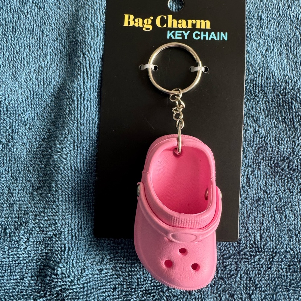 Green or Pink Clog Shoe Bag Charm Keychain